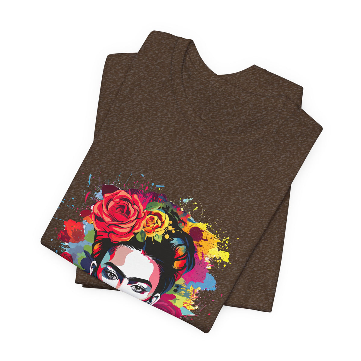 Frida Kahlo Bold Floral Crown Portrait T-Shirt